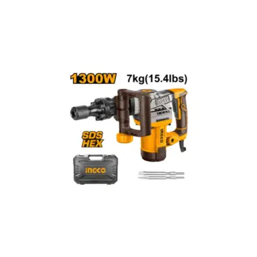 INGCO DEMOLEDOR 110V 1300W 3800BMP 20J SDS HEX INCLUYE 2 CINCELES UPDB130018