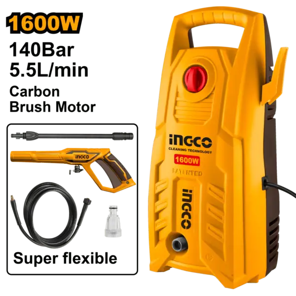 INGCO HIDROLAVADORA 110V 1600W 2030 PSI 5,5L/MIN UHPWR16008