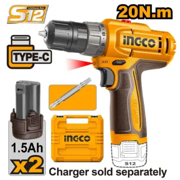 INGCO TALADRO DE ROTACIÓN M3/8 12V 20NM 750RPM INCLUYE BATERIA CDLI12428