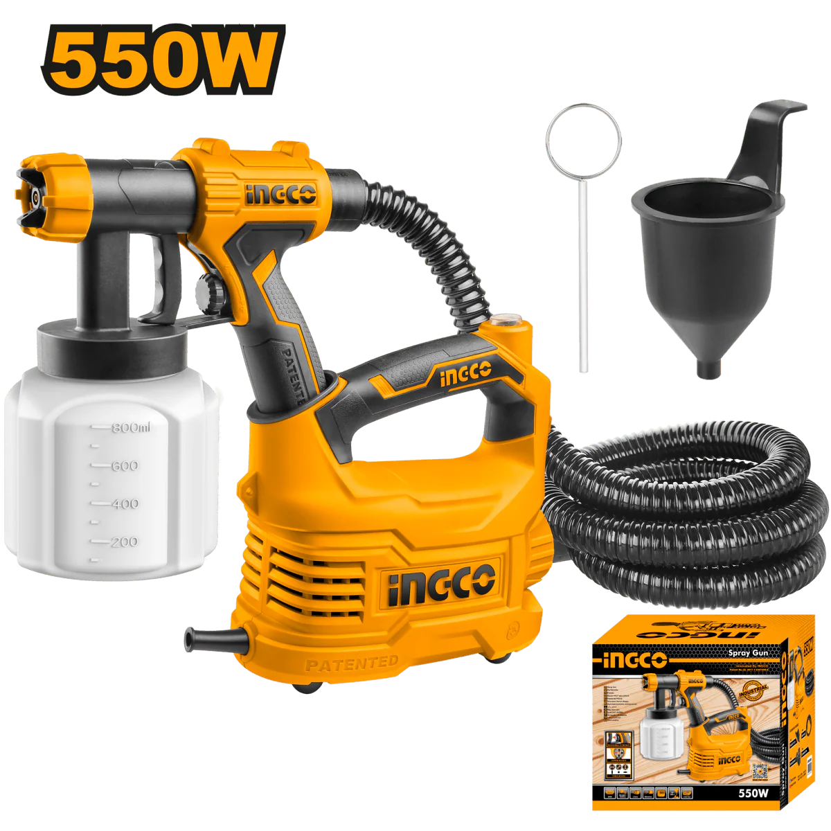 INGCO PISTOLA DE PINTAR 110V 550W 0,1-0,2BAR 850ML/MIN CAP 800ML 50DIN/S USPG5008