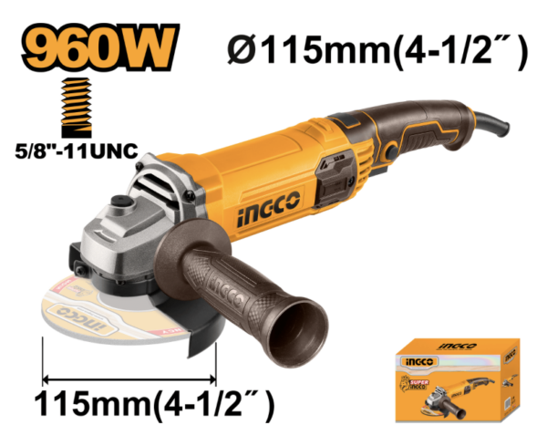 INGCO PULIDORA ANGULAR 4-1/2 110V 960W 12000RPM UAG9608