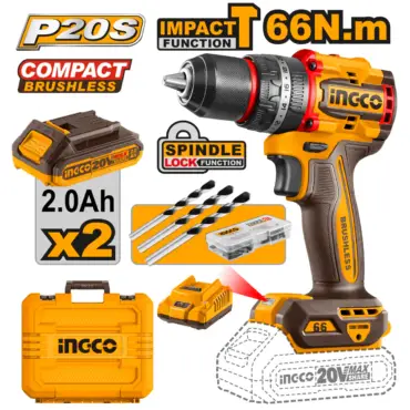 INGCO TALADRO IMPACTO M1/2 20V 66NM UCIDLI20668 CAJA X 5 UNDS